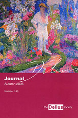 Front cover, The Delius Society Journal, Autumn 2006 (No. 140)